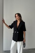 Siyah Kısa Kollu Blazer Ceket resmi